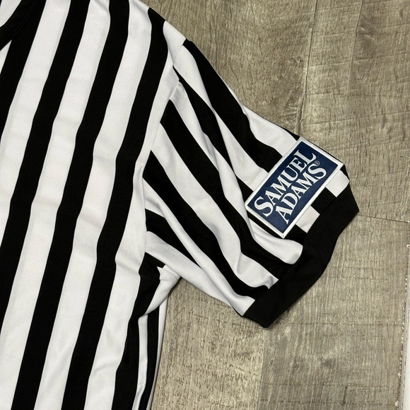 Men's Adult Samuel Adams XL 46 - 48 Referee Umpire Stripes V-Neck Black White - Picture 5 of 7